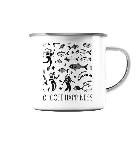 choose happiness - Emaille Tasse