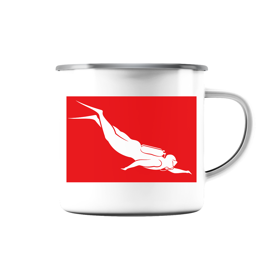 Taucherflagge - Emaille Tasse