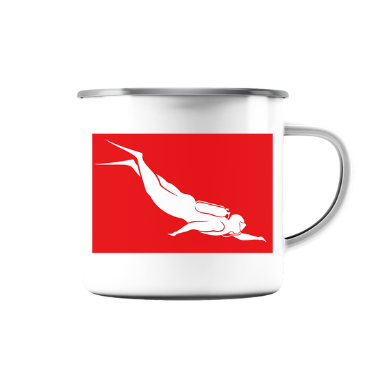 Taucherflagge - Emaille Tasse